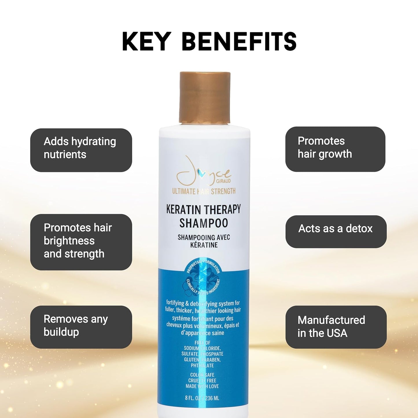 Ultimate Hair Strength Keratin Therapy Shampoo - Cynatine & Pure4 Oils | 8 Fl. Oz