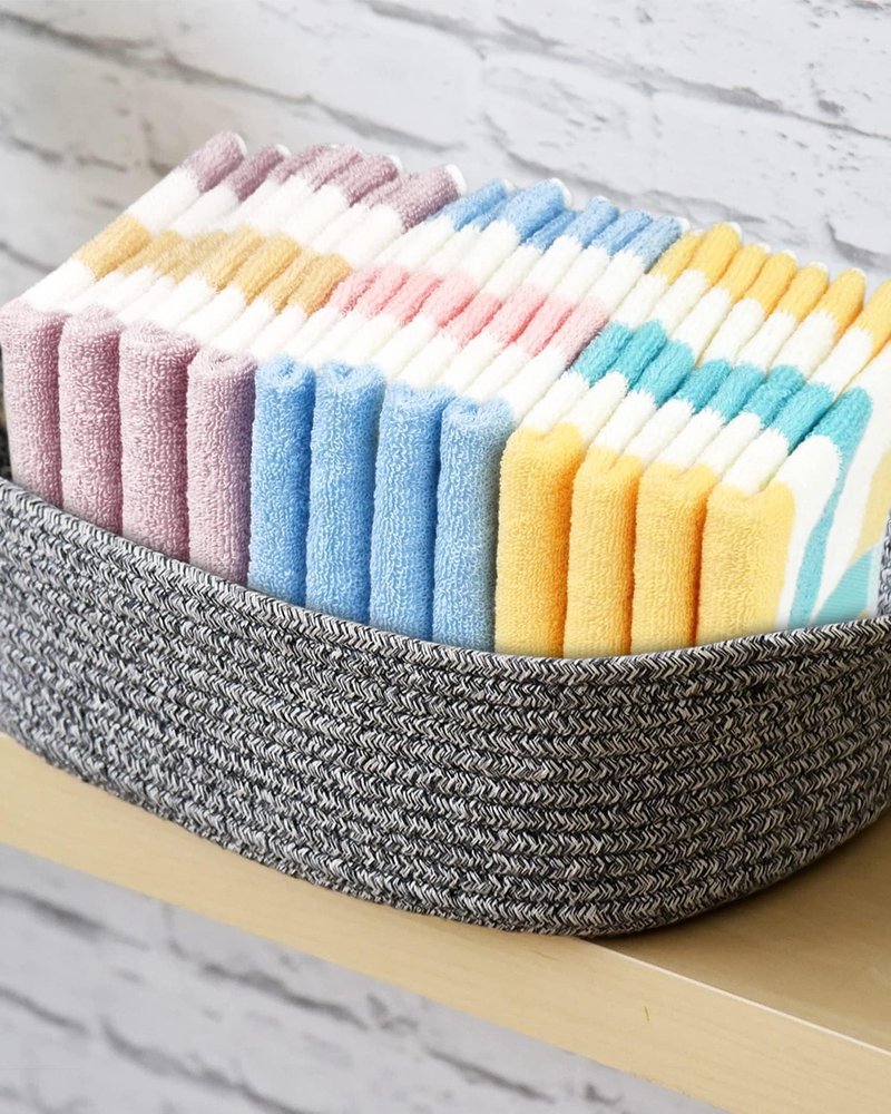 Jacquotha Cotton 12 Pack Striped Washcloths, 13 x 13 Inches, 3 Colors - Face and Body Cleansing Towels