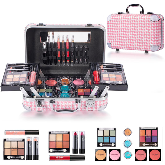 Hot Sugar All-in-One Makeup Kit for Adults and Girls (Pink Houndstooth)