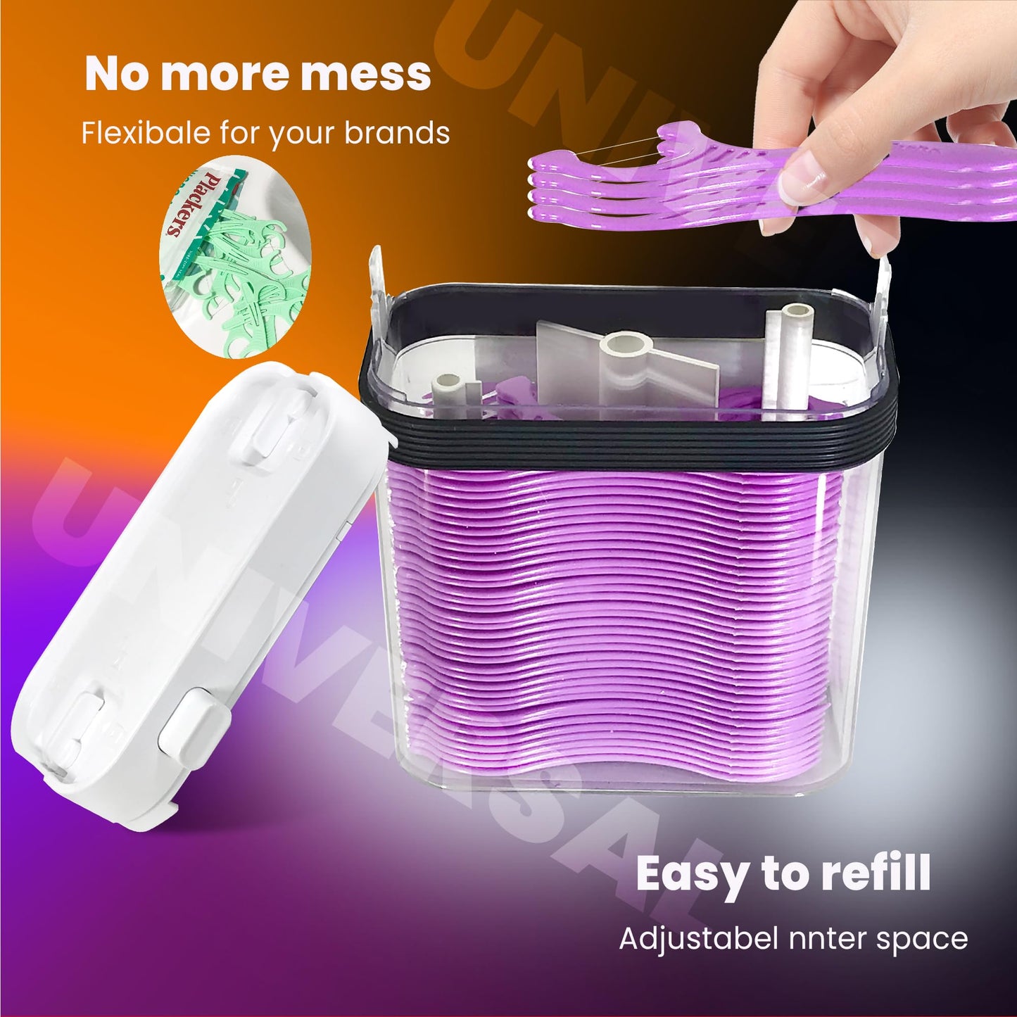 Empty Floss Pick Dispenser, Floss Pick Holder, Flosser Dispenser refillable for Plackers, Dental Pick Holder (2pcs)