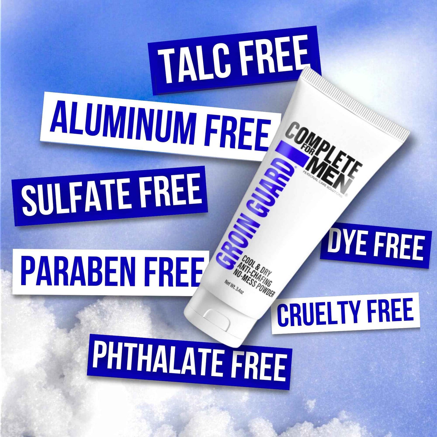 COMPLETE FOR MEN - Groin Guard Anti Chafing Cream: Talc Free, Aluminum Free, Natural Odor Control Cream for Men, Non Greasy, Cool & Dry, Friction Defense, Chafe Protect for Private Parts