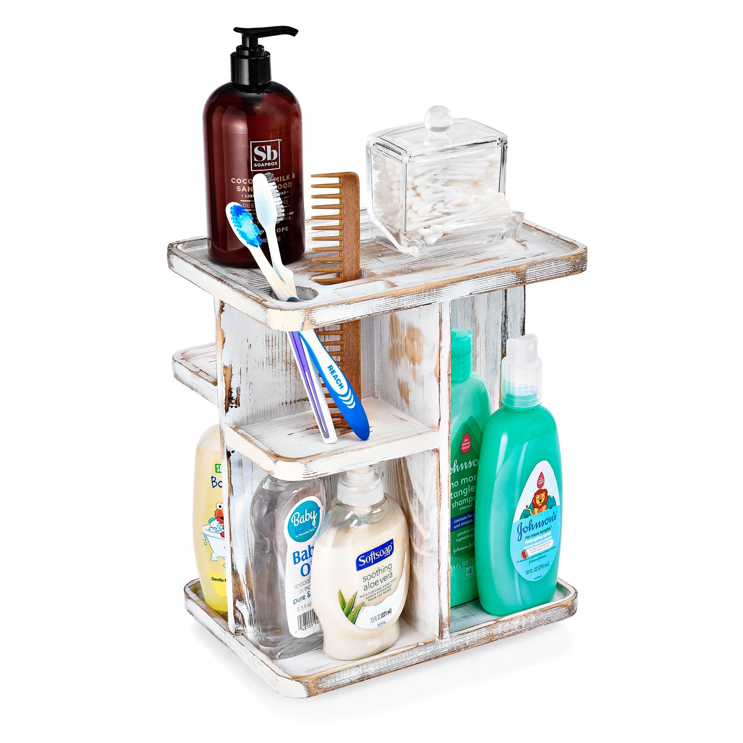 Sorbus 360° Makeup Organizer - Grey Rustic Wood Make Up Storage Carousel for Cosmetics, Skin Care Rotating Makeup Organizer for Vanity, Bathroom Storage