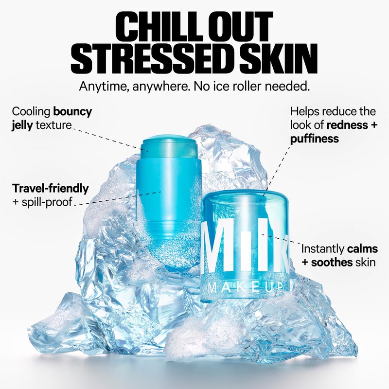 Milk Makeup Cooling Water Jelly Ice Calming Serum with Niacinamide – Reduces the Look of Puffiness + Redness for Visibly Calm Skin – Hydrating, Non-Comedogenic Serum w/Blue Light Protection – 0.46 oz