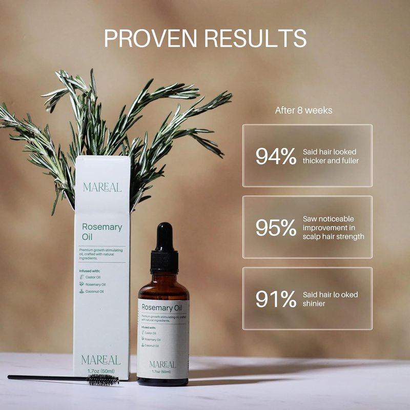 Pure Rosemary Oil for Hair Growth - Natural Hair Thickening & Regrowth Treatment | Infused with Castor & Coconut Oil | 1.7 fl oz