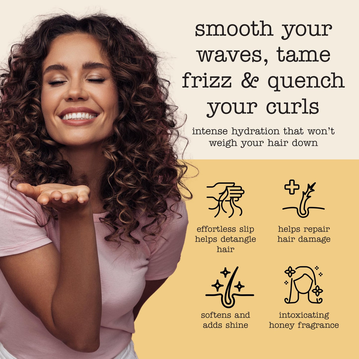 SAUCE Hair Mask, Honey Chia Smoothing Curl Mask (10.5 FL Oz) Frizz Control & Deep Conditioning with Shea Butter, Curly & Coily Hair, No Parabens & Sulfates
