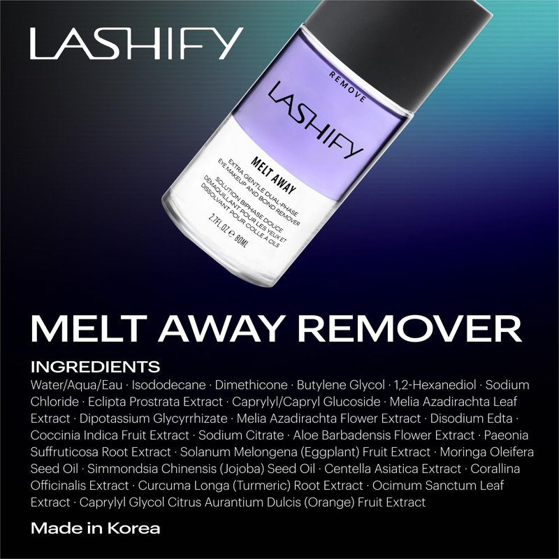 Lashify Melt Away Extra Gentle Dual-Phase Eye Makeup and Bond Remover, 80ml bottle