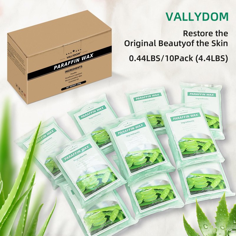 VALLYDOM Paraffin Wax Refills, 10 Pack 200g Aloe Vera Scented Paraffin Wax Blocks for Paraffin Bath, Paraffin Wax Machine Refills for Hand Feet Dry Skin,Rrelieves muscle fatigue, Hydration and nourish