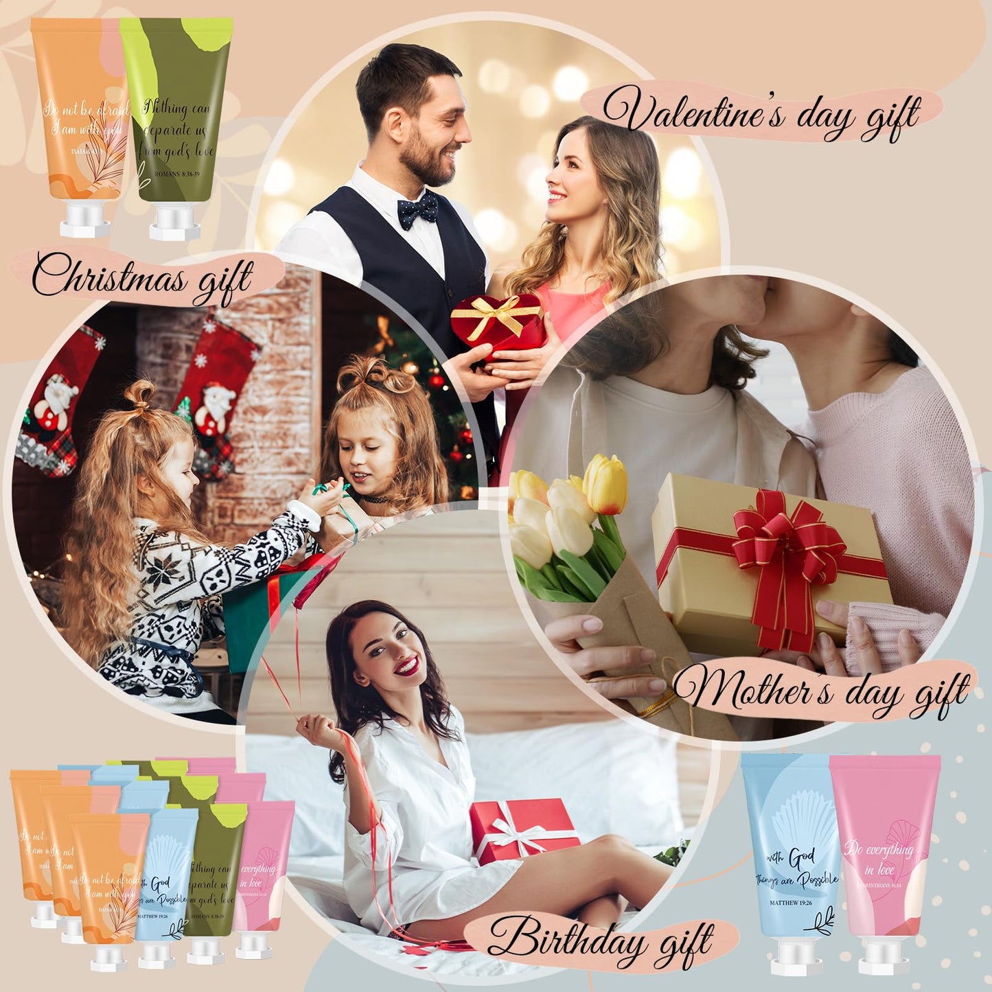 Sacubee 48 Pcs Christian Hand Lotion Bulk Gifts for Women Bible Verse Mini Scripture Travel Hand Cream Religious Gift for Teacher Student Church Member Prayers School Coworkers Birthday Wedding Favor