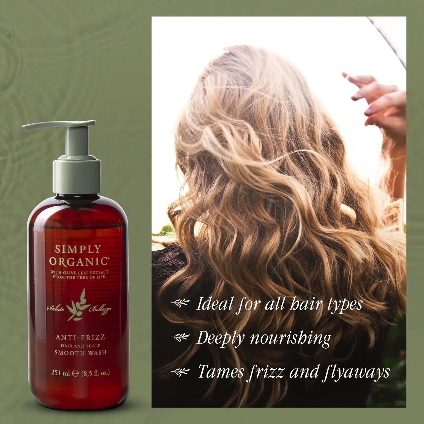 Hair & Scalp Wash Shampoo Made in Italy, All Natural Cruelty Free Hair Care for Women & Men with Organic Sage, Lime, Wildflowers & Olive Leaf Extract, 251ml/8.5floz, EVERYDAY