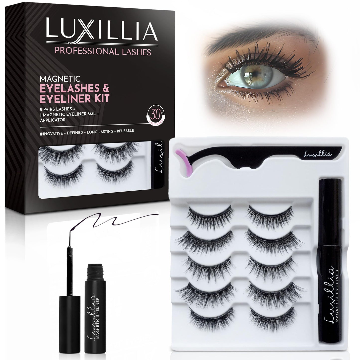 Magnetic Eyelashes with Applicator Kit - 7 Set Natural Eye Lashes