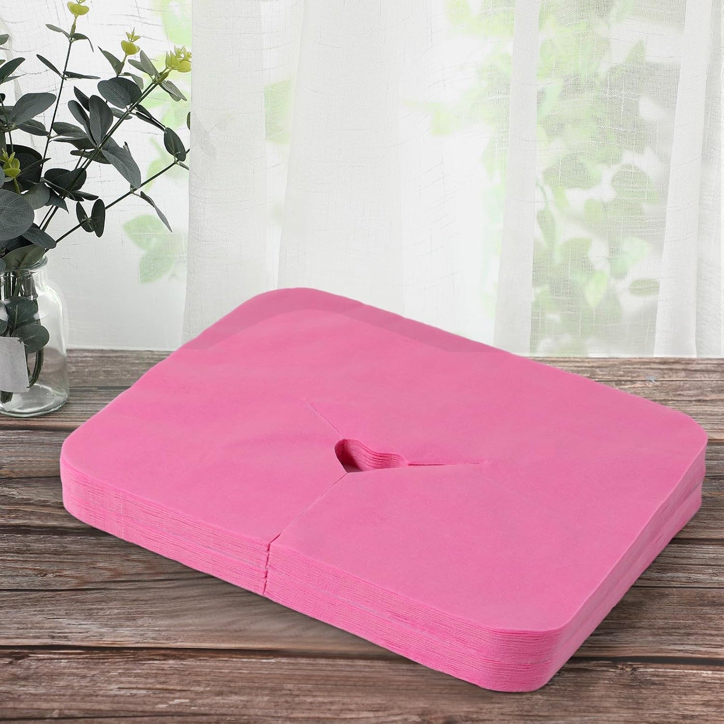 Disposable Face Cradle Covers - 100 Pack Massage Headrest Covers for Spa & Salon | 12 x 15.5 Inches (Pink)