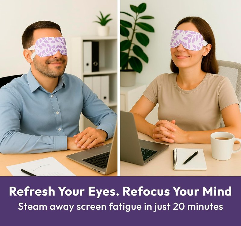 Steam Eye Mask - Lavender Self-Heating Compress for Dry Eyes & Puffiness Relief | 16 Pack