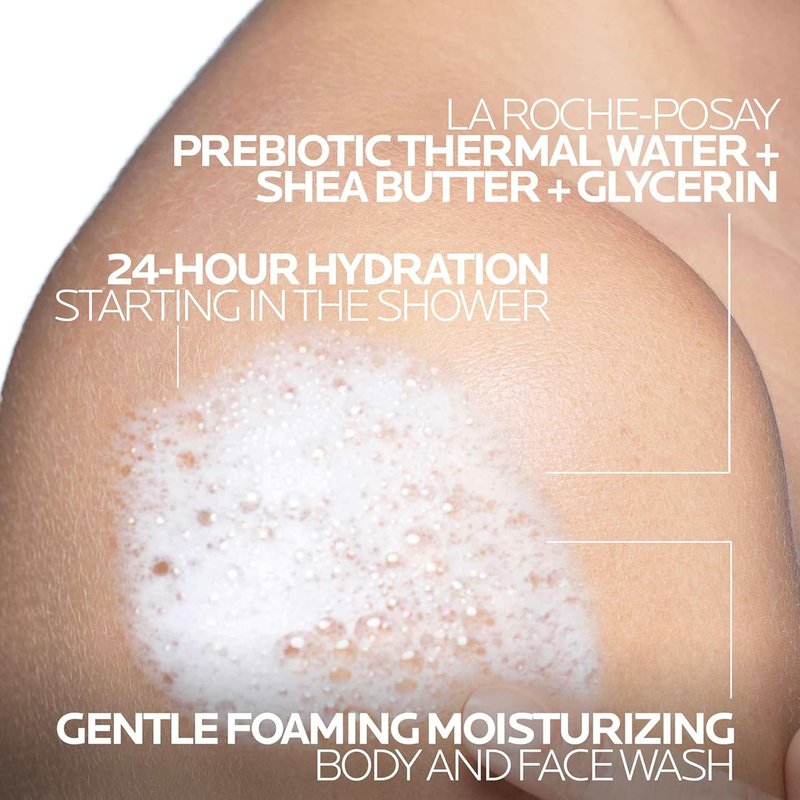 La Roche-Posay Lipikar AP+ Gentle Foaming Body Wash - Moisturizing Formula with Shea Butter & Niacinamide for Dry Skin | Eczema-Friendly