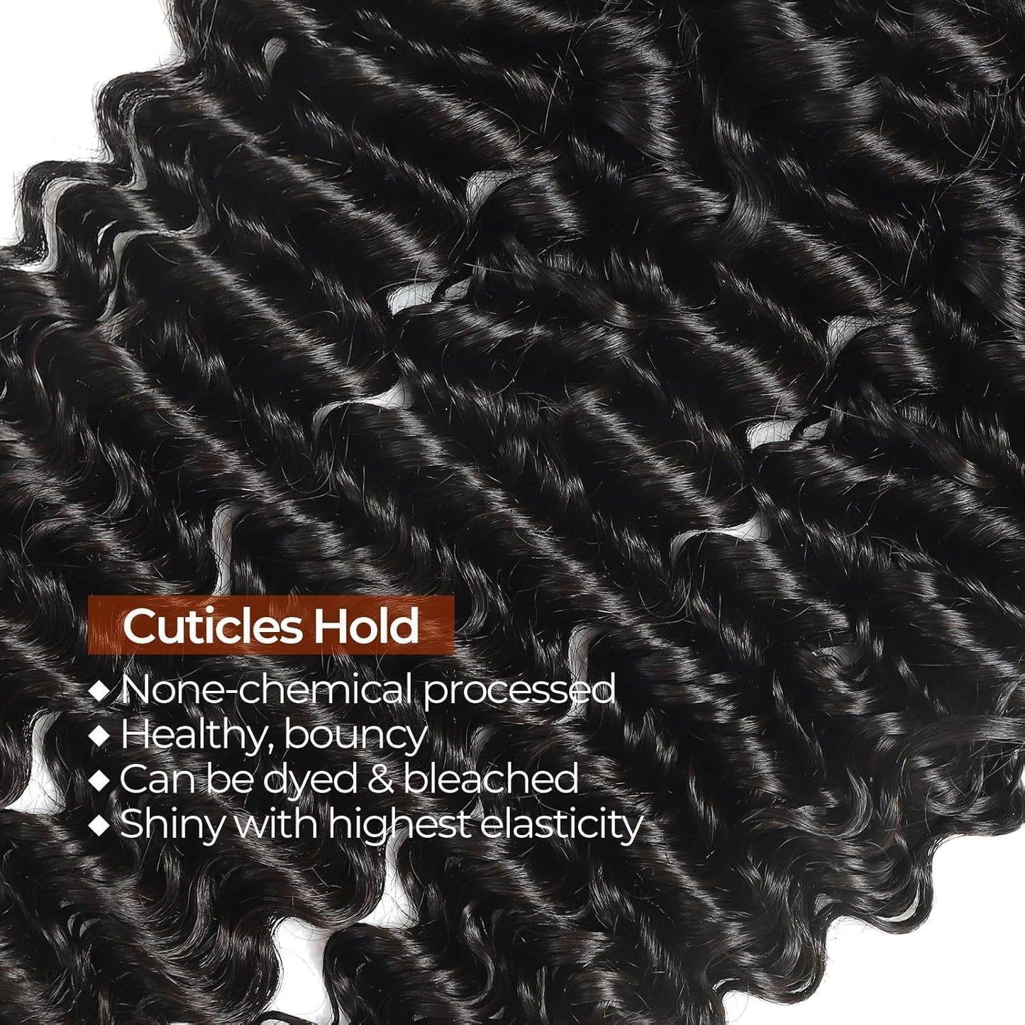 Deep Wave Bundles - Brazilian Virgin Human Hair Extensions | 12A Grade, Natural Black, 100g, 18 Inches