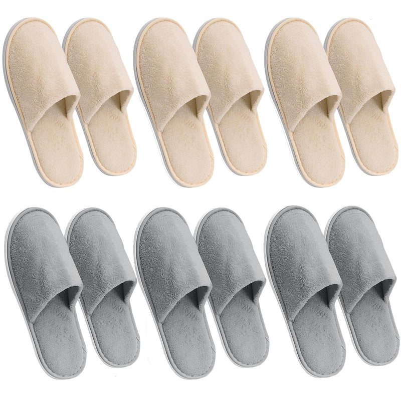 AQUEENLY House Slippers for Guests, Washable Spa Slippers Disposable Slippers for Guests, Hotel Slippers Guest Slippers for Shoeless Home, Non Slip Indoor Slippers Home Slippers for Women Men (12 Pack, US Footwear Size System, Adult, Women, Numeric Range,