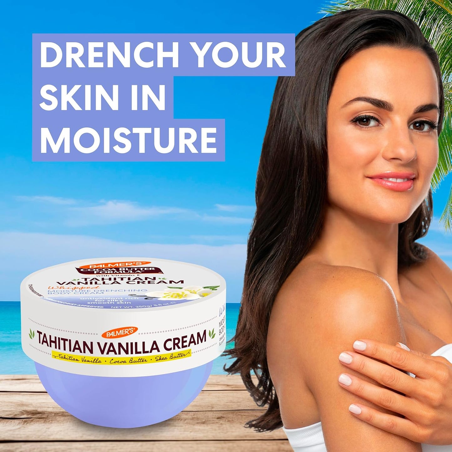Palmer's Cocoa Butter Body Cream - Moisture Drenching Tahitian Vanilla, 8.8 Oz | 72Hr Hydration with Shea Butter & Vitamin E