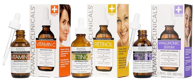 Retinol Serum Set - Anti-Aging Face Serum with Hyaluronic Acid & Vitamin C | 1.75 Fl Oz, 3-Piece Skincare Set