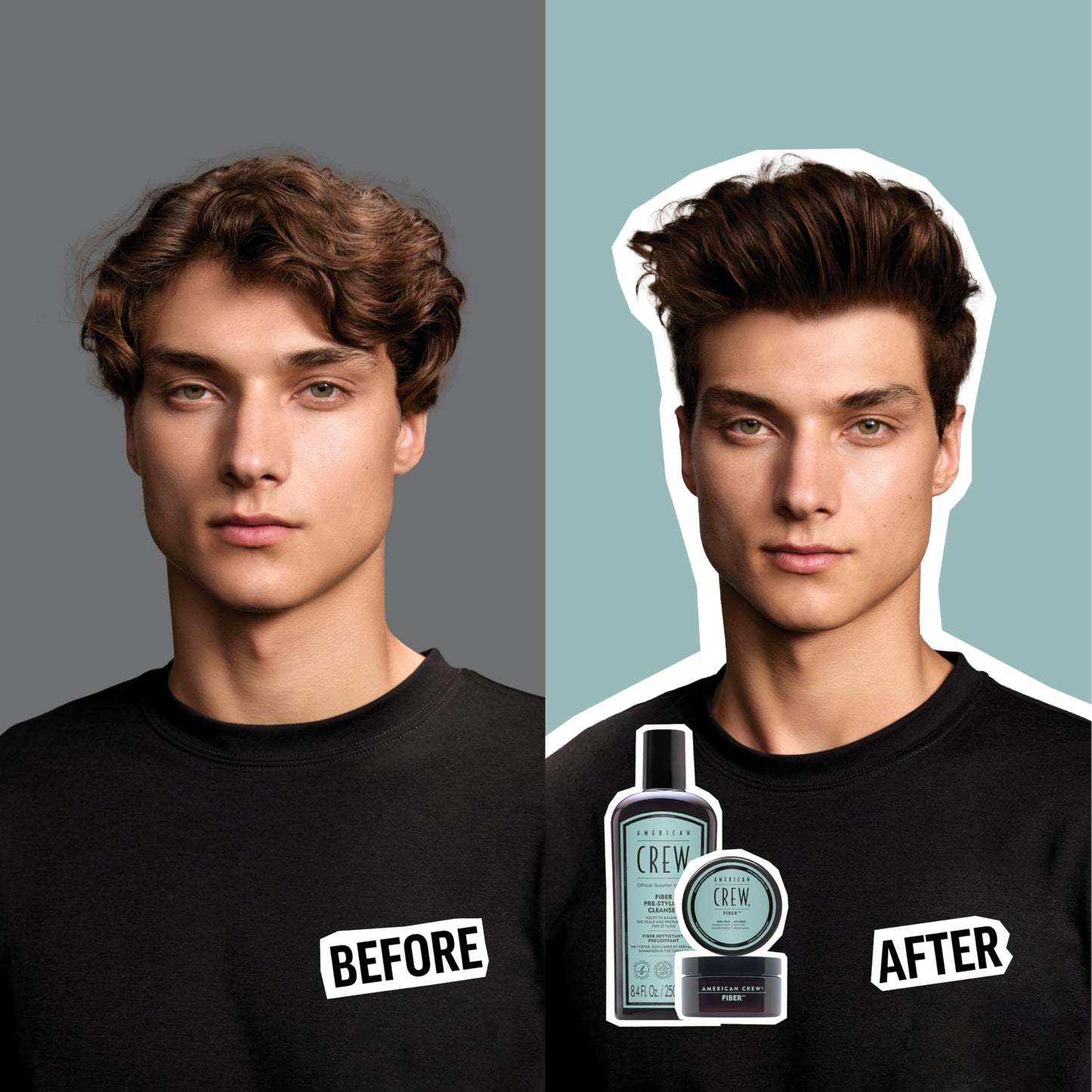 AMERICAN CREW Men's Pre-Styler Fiber Shampoo for Damaged & Fine Hair, Strengthening & Scalp Balancing, Adds Thickness & Shine, Vegan, 8.4 fl oz