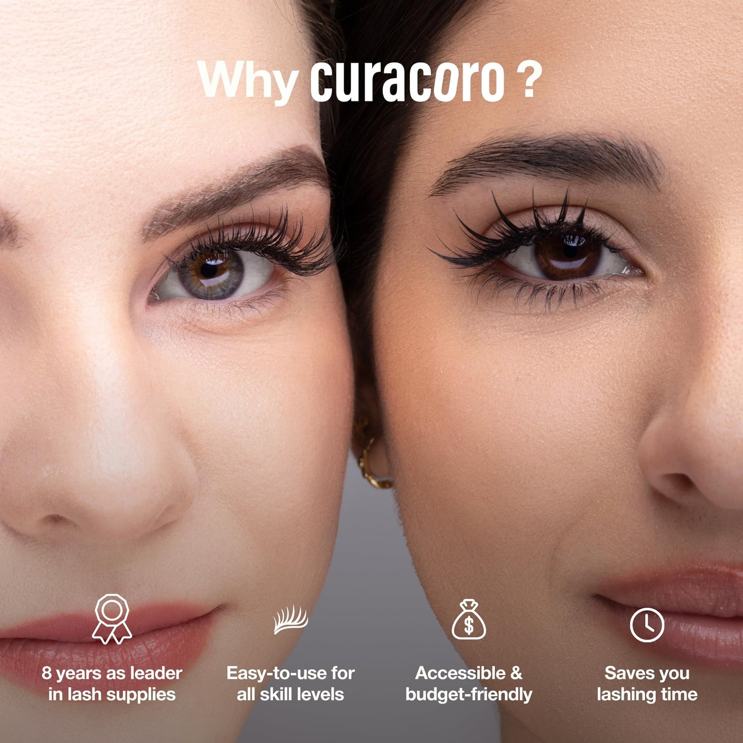 Curacoro Easy Fan Eyelash Extensions 0.07mm Thickness, D Curl, 9mm-16mm Length, Super Matte Black Volume Self Fanning Lash Extensions, Professional Supplies for Lash Techs