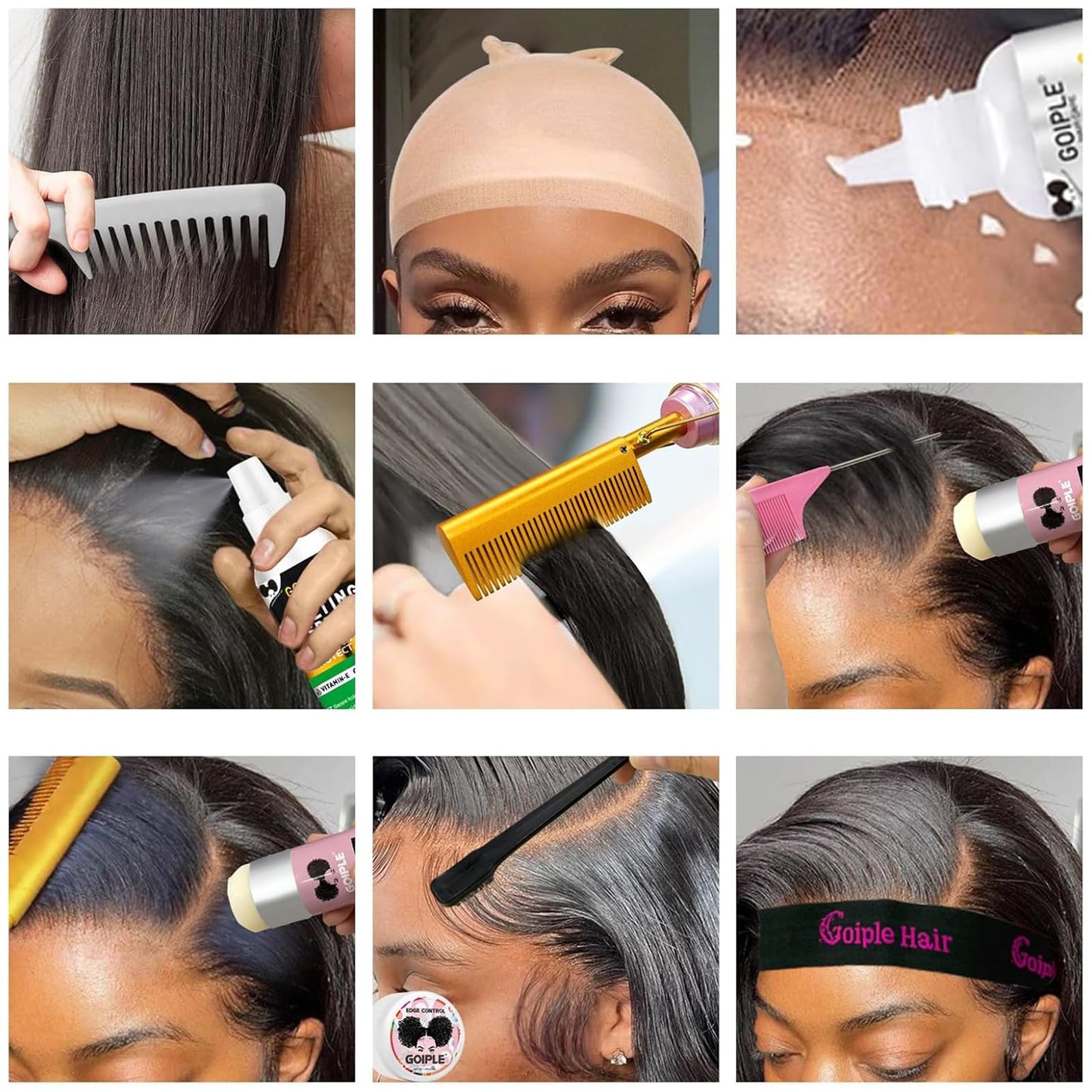 Electric Hot Comb Hair Straightener Heat Pressing Combs Ceramic Curling Flat Iron Curler, Hot Comb Electric for Wigs Electrical Straightening Comb Curling Iron for Natural Hair with Anti-Scald Case