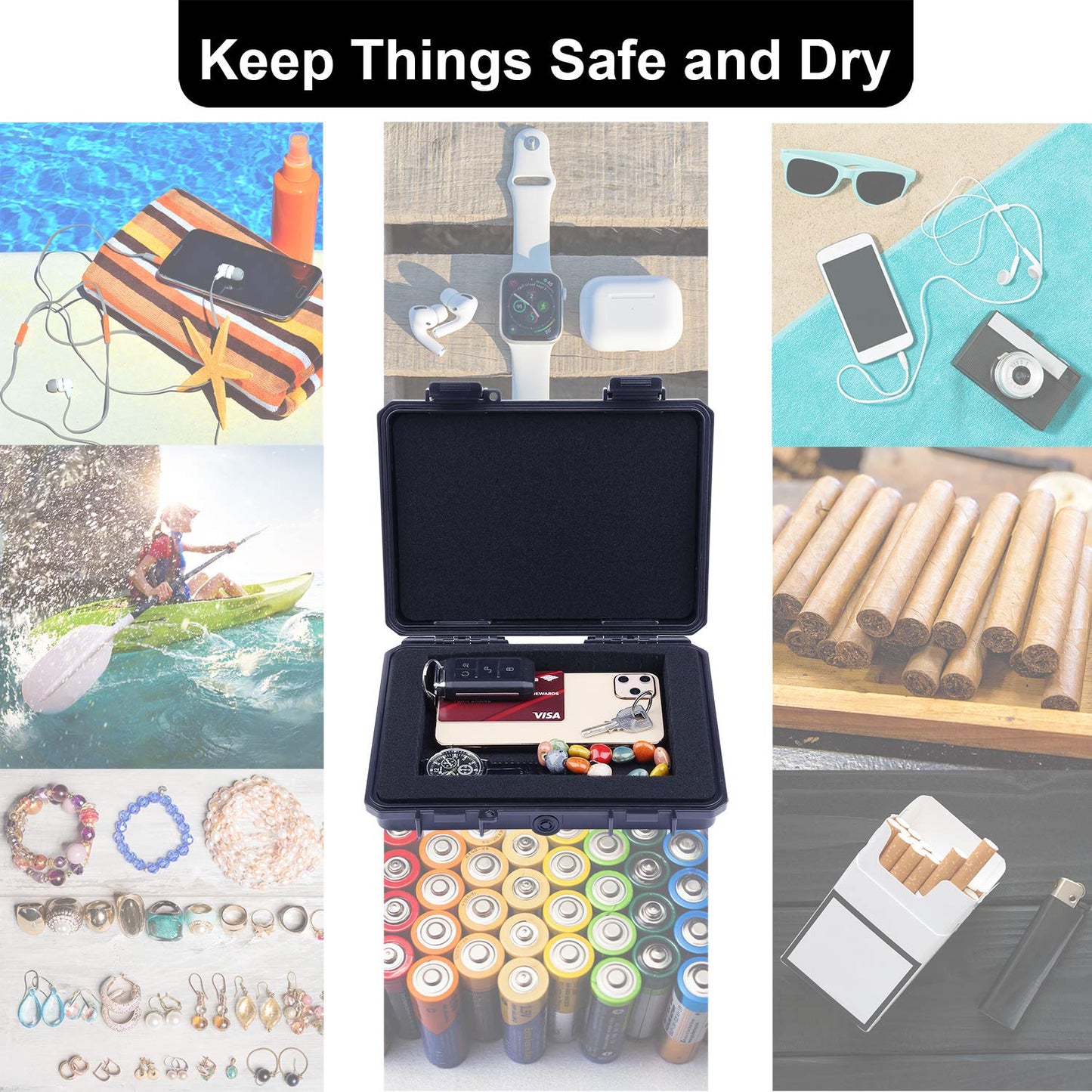 Lykus HC-2110 Mini Hard Case Dry Box with Foam Insert, Interior Size 8.27x5.91x1.46 inch, IP66 Splash-Proof