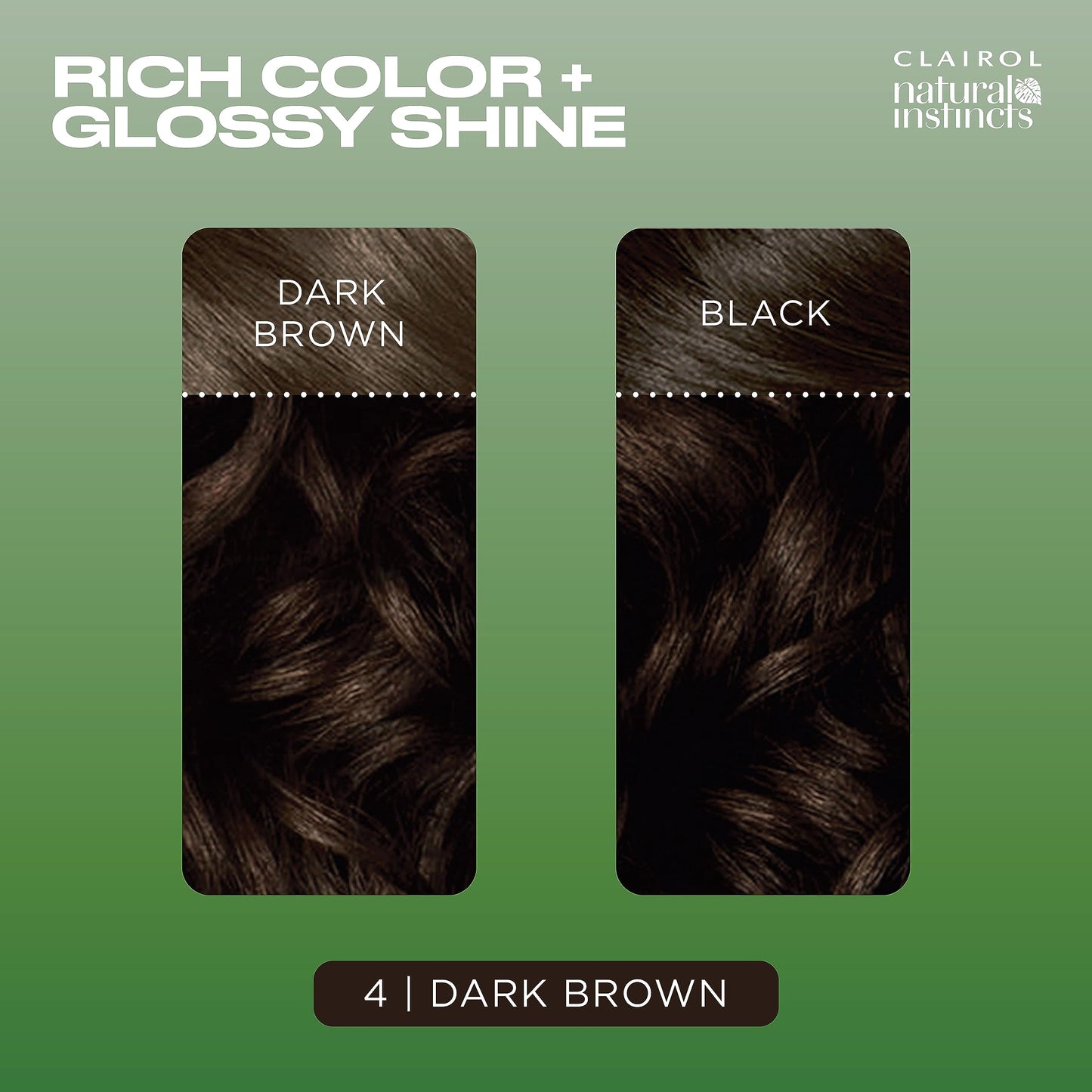 Clairol Natural Instincts Demi-Permanent Hair Dye, 4 Dark Brown | Ammonia‑Free, Vegan Hair Color with Coconut Oil & Aloe Vera | Pack of 3