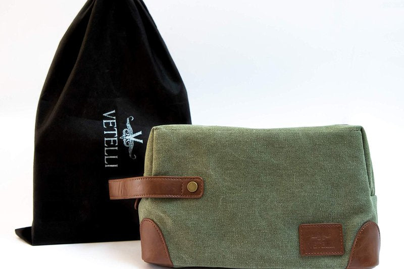 Vetelli Vintage Canvas Toiletry Bags, Travel In Style, Waterproof Canvas Dopp Kits, Durable (Marco) (Green)