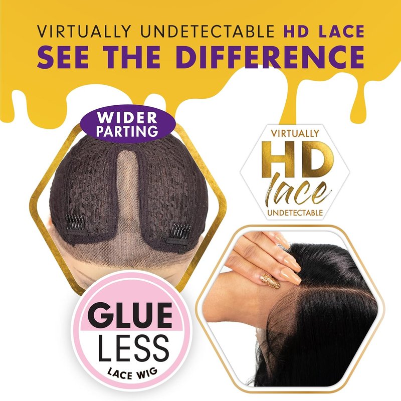 Sensationnel Butta Lace Wigs - Extra Wide 5-Inch Deep Parting Synthetic Lacefront | Glueless, Preplucked Hairline (1B Off Black)