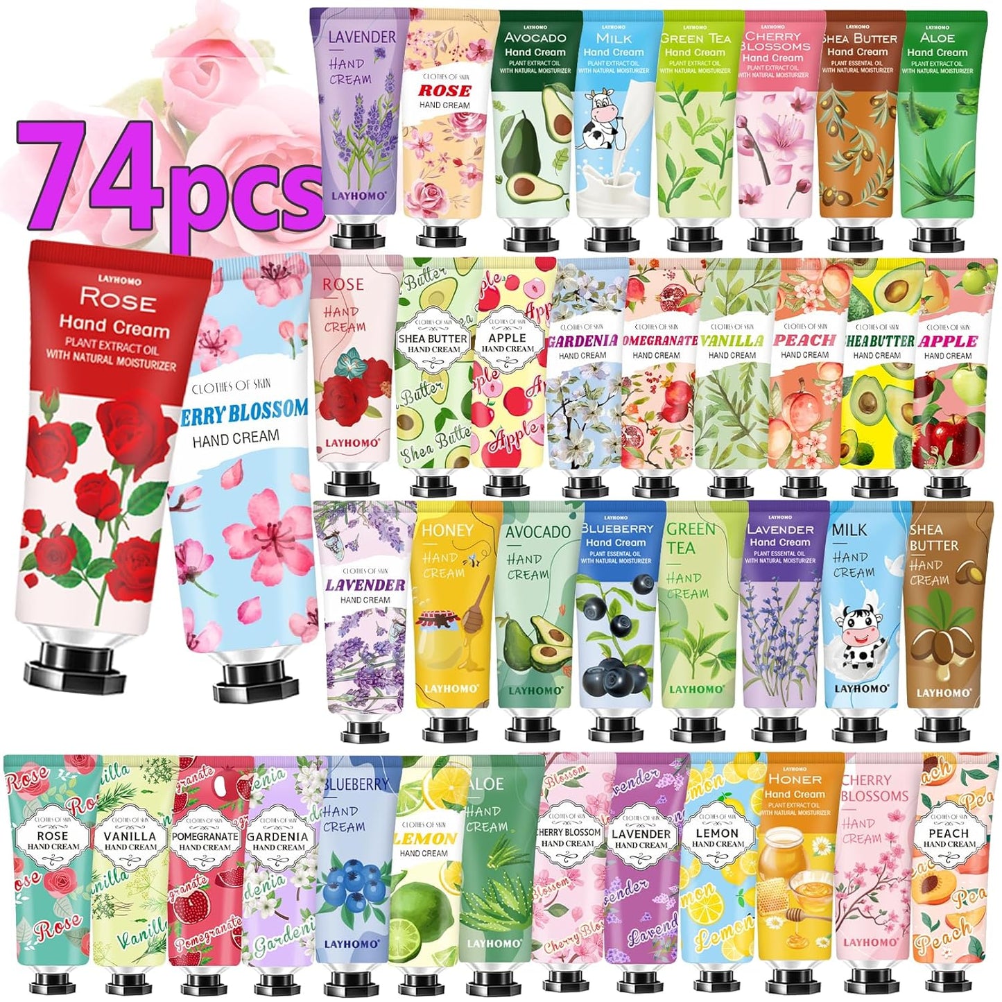 Hand Cream Bulk Set - 74 Pack Travel Size Moisturizers | Perfect Easter Basket Stuffers & Gifts for Moms, Teachers, Nurses