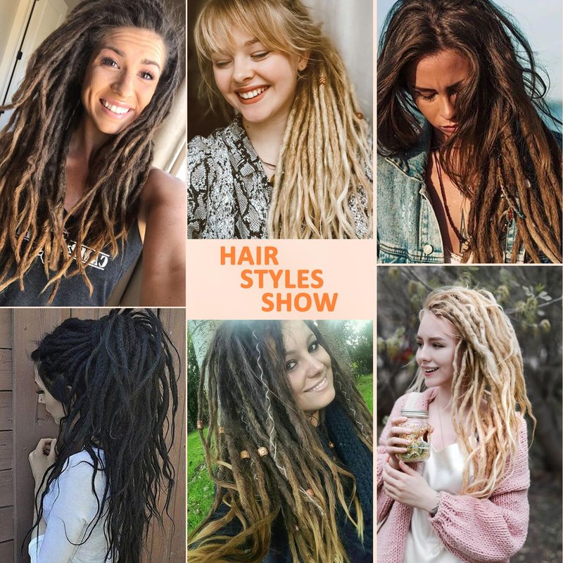 Straight Dreadlock Extensions - 24-Inch Double-Ended Synthetic Hair | Soft 1.2cm Width, 25 Strands, Color 1B#