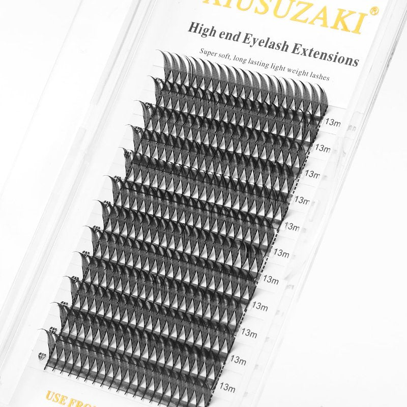 XIUSUZAKI Premade Anime Manga Lashes Extension, Comic Spire Volume Lashes 0.07 C/D Curl Wispy Matte Black Lash Extensions (MHTJ-0.07-C-MIX-8MM-15MM)
