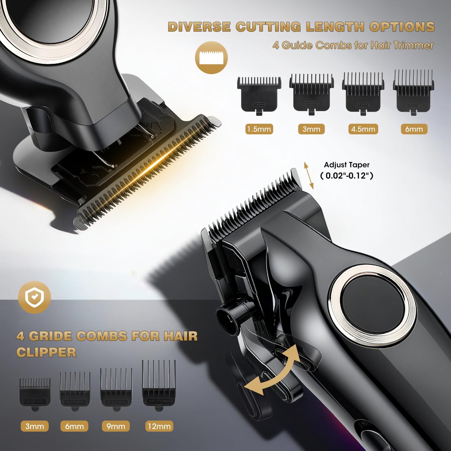 Karrte Professional Hair Clippers for Men，Barber Clippers and Trimmers Set，Electric Cordless Beards Trimmer with LED Display，Barber Kit and Grooming Set, Christmas Gift for Men