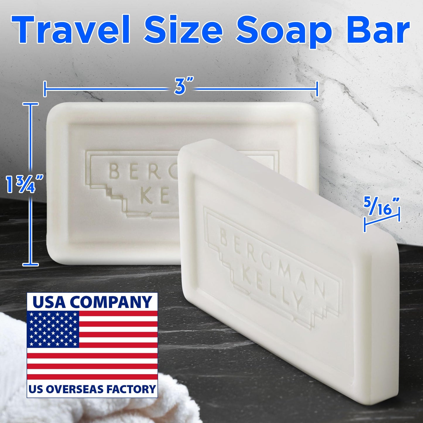 BERGMAN KELLY - Hotel Soap Bars - White Tea, 1 oz, 100 PK - Travel Size Luxury Bulk Amenities Bar Soap - Mini Individually Wrapped Rectangular Soap, Small Toiletries for Airbnb, Motel, Guest Bath