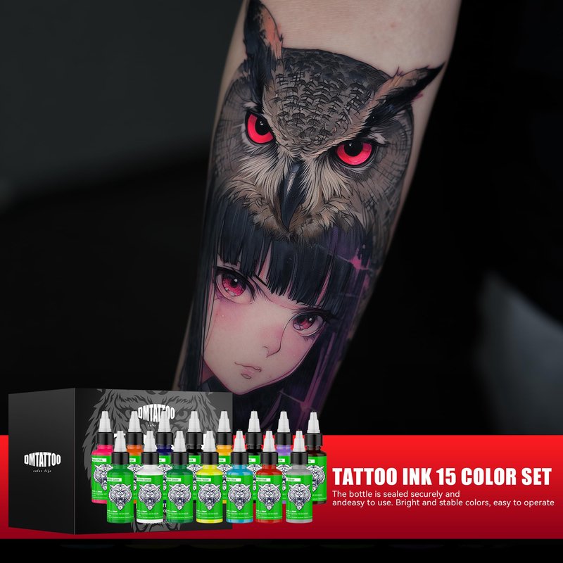 15 Colors Tattoo Ink Set,1oz (30ml) Tattoo Ink Colors Set for Shading&Outlining,Professionals Tattoo Pigments for Tattoo Body Art