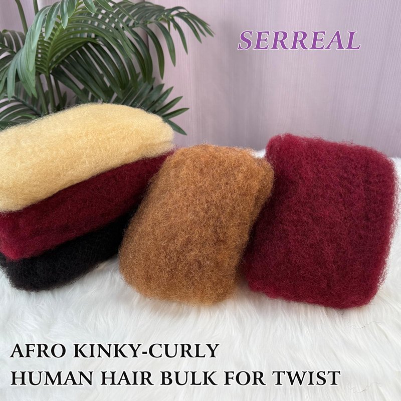 Bob Afro Kinkys Bulk Human Hair 10 Inch 50g Spring Twist Hair Afro Kinky-curly Human Hair Bulk for Twist 4C Kinkycurly Human Braiding Hair for Women Girl Kids Natural Black