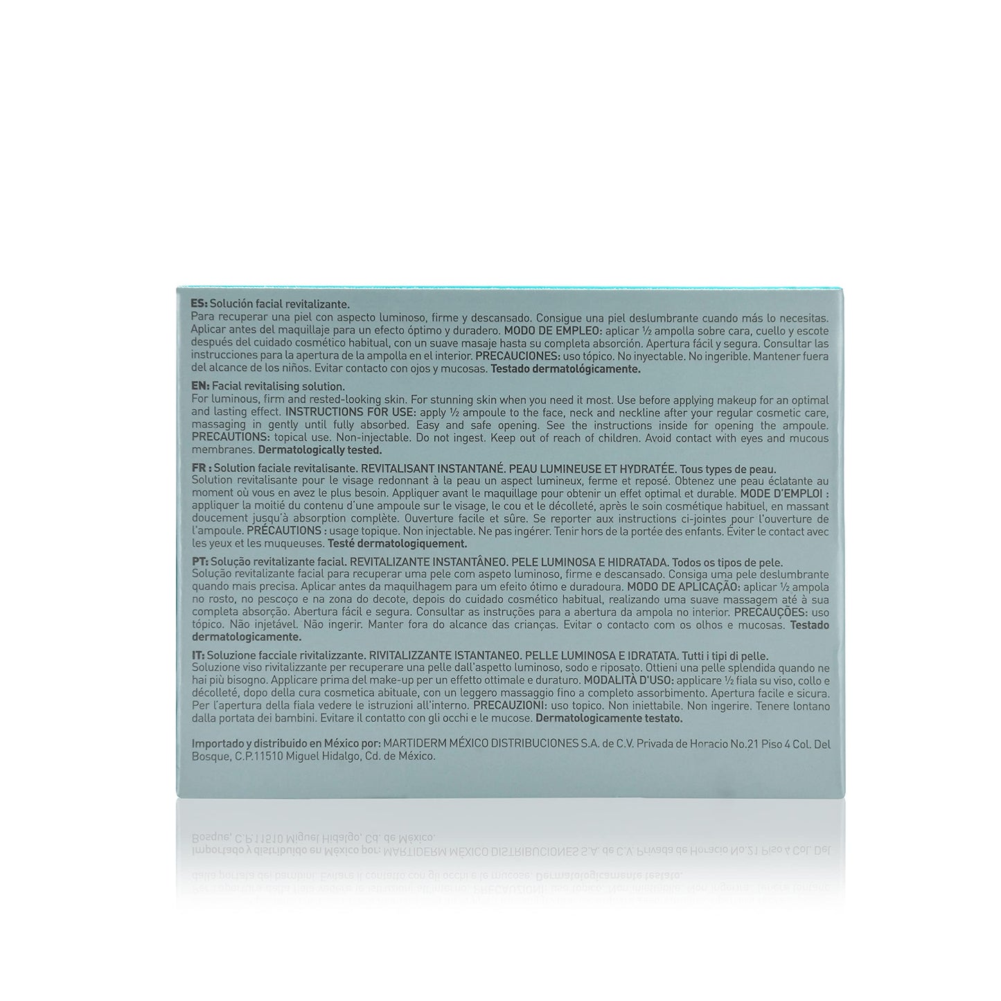Martiderm Flash Ampoule for Women and Men with Hyaluronic Acid, Silica Complex and Tightening Proteins for Moisturising, Renewing and Inmediate Lifting Effect, 5 Ampoules.