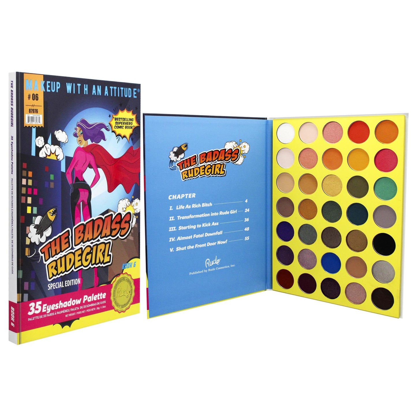 The Badass Rudegirl 35 Eyeshadow Palette - Book 6 by Rude Cosmetics for Women - 1.34 oz Eye Shadow
