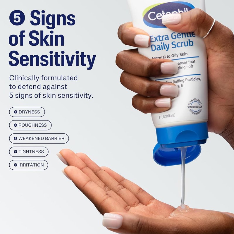 Cetaphil Exfoliating Face Wash - Gentle Daily Scrub for All Skin Types | 6 Fl Oz, Pack of 2