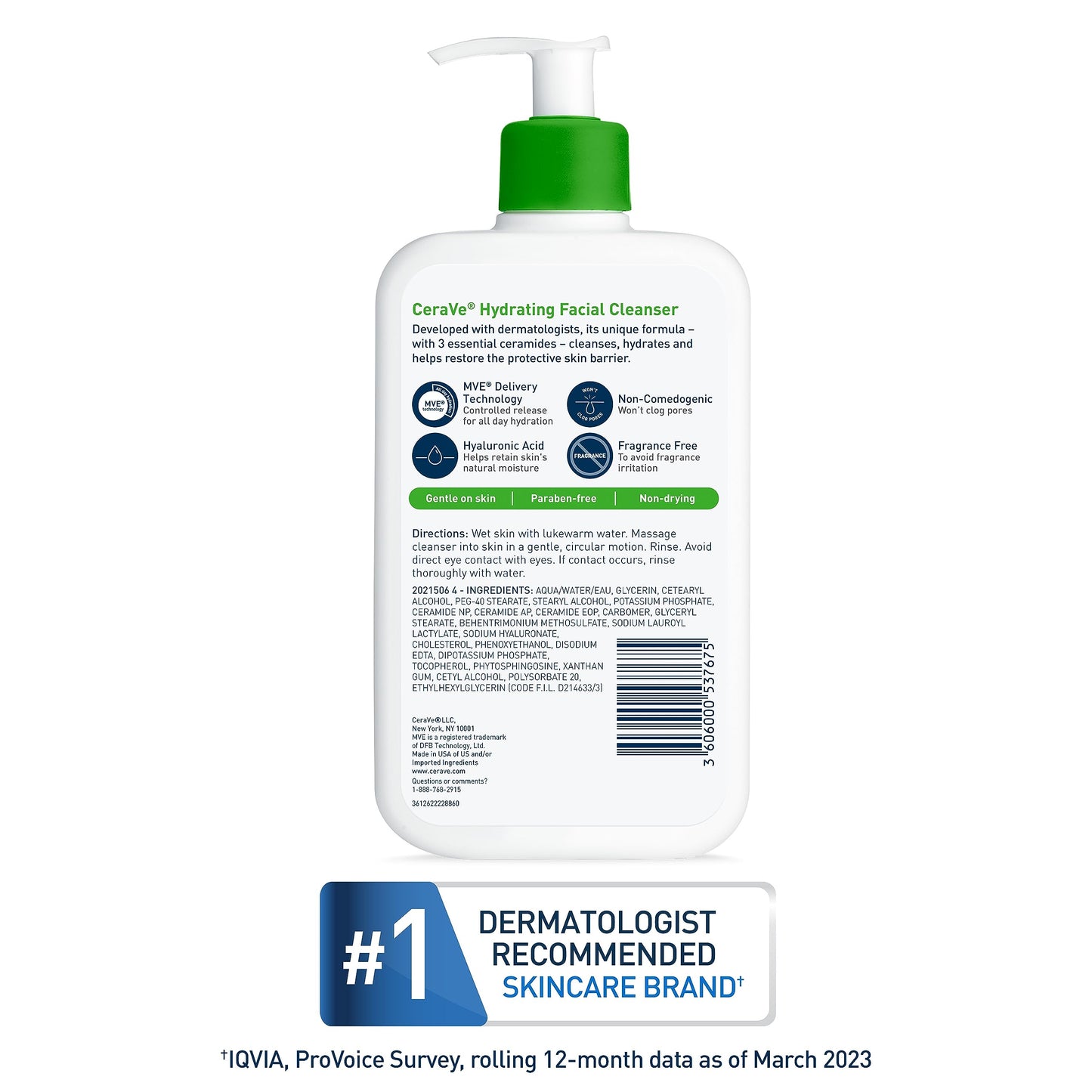 CeraVe Hydrating Facial Cleanser, Moisturizing Face Wash For Dry Skin, Hyaluronic Acid + Ceramides + Glycerin, Hydrating Cleanser For Normal To Dry Skin, National Eczema Association Certified