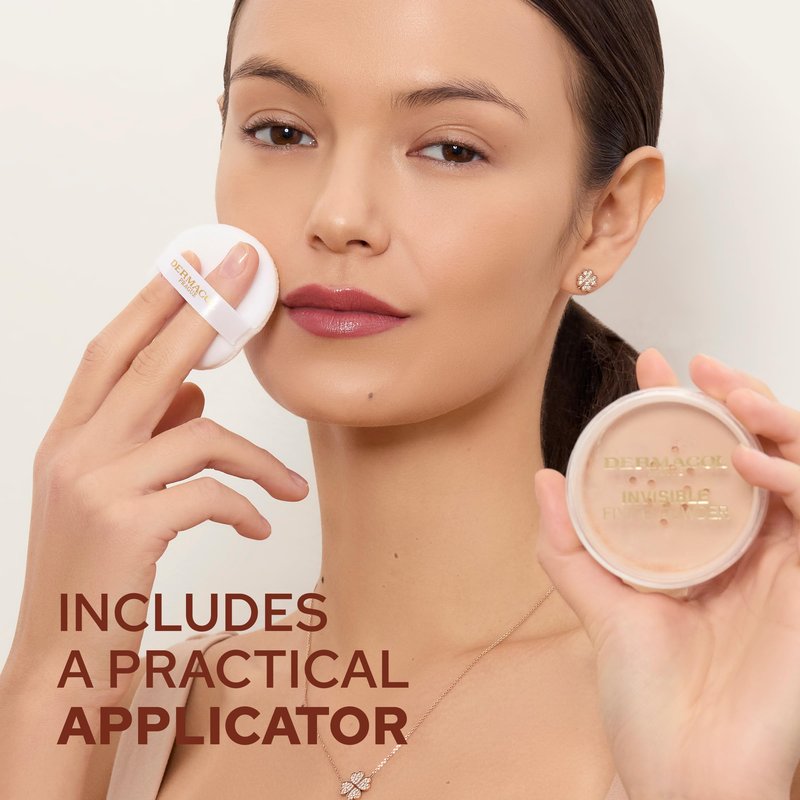 Dermacol - Invisible Fixing Face Powder, Touch-proof Translucent Setting Powder for Oily Skin & Other Skin Types, Loose Powder Makeup, Frangrance-Free Matte Powder with Powder Puff, Light, 13.5 g