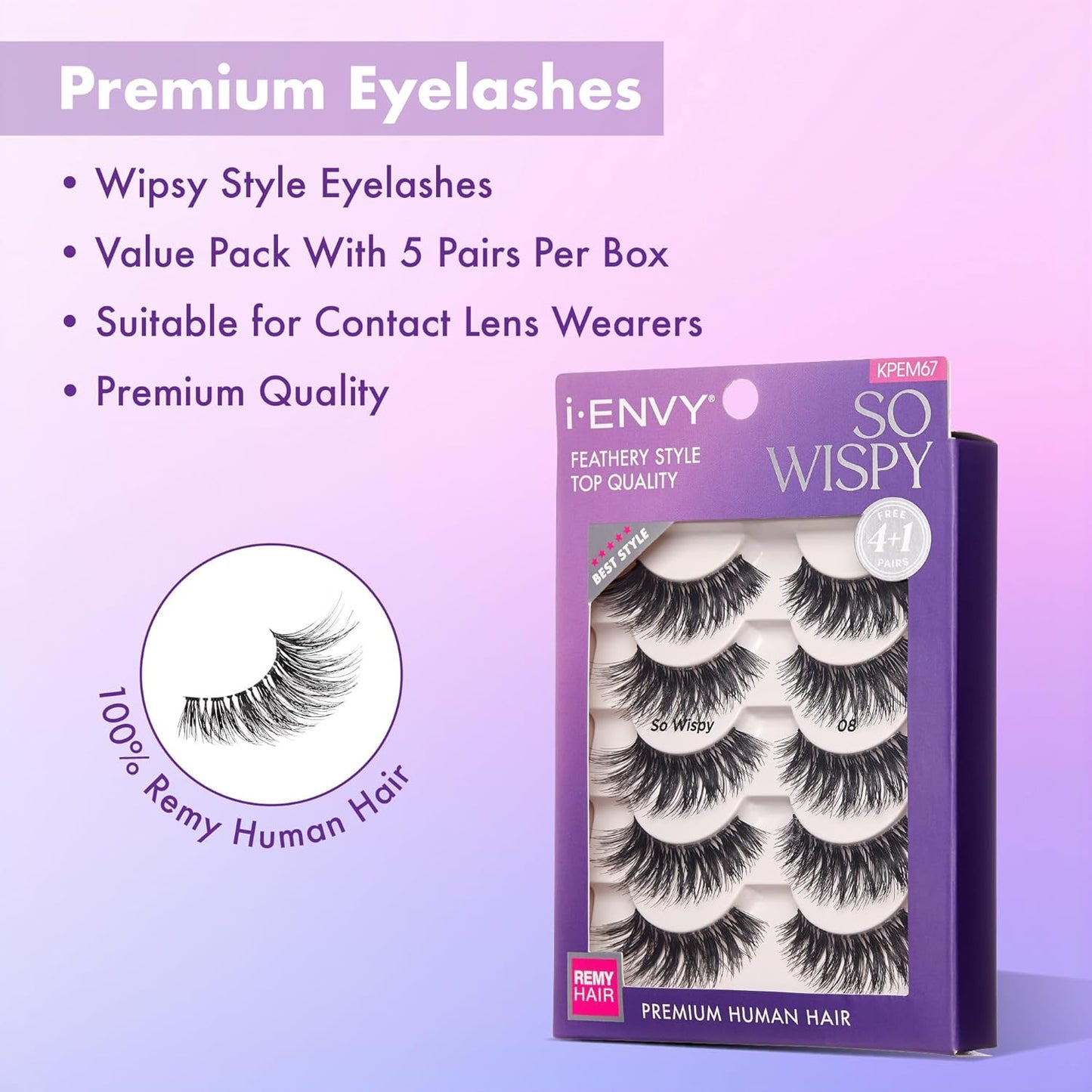 i•ENVY 15 Pairs Wispy False Lashes - Premium 100% Human Hair, Fluffy & Lightweight | Reusable for Natural Everyday Wear