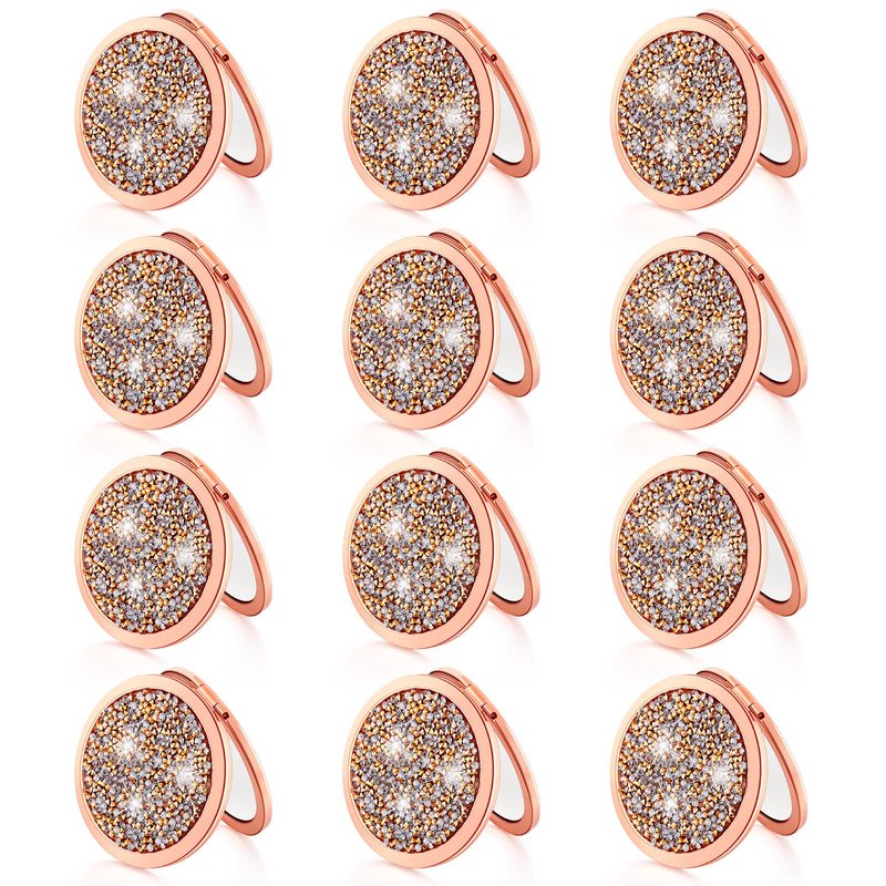 Vicenpal Compact Cosmetic Mirror Round Pocket Makeup for Bridesmaid Gifts Hand Held Small Mirror for Purse Compact Travel Accessory Proposal Bridal Shower Gifts, 2.75 Inch(12 Pcs)