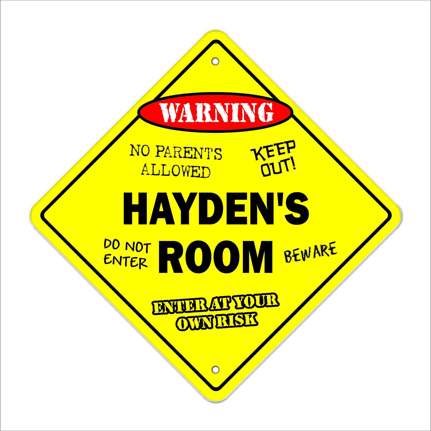 Hayden's Room Sign Crossing Zone Xing | Indoor/Outdoor | 12" Tall Kids Bedroom Decor Door Children's Name boy Girl