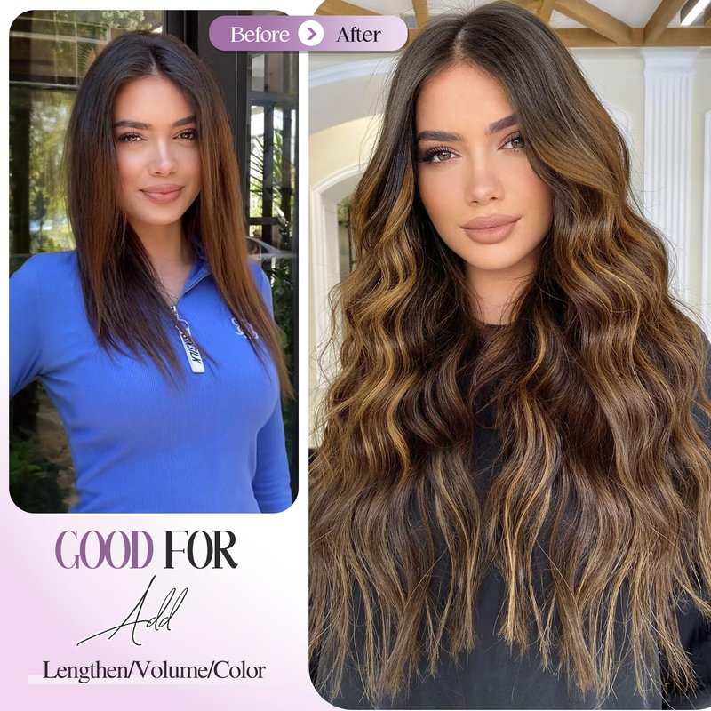 FANCEE OVO Hair Extensions Remy Human Hair PU Holes Wefts with Micro Beads Highlight Honey Blonde Volume Upgrade Butterfly Seamless Weft Invisible Beaded Hair Extension with Tools(40g 20Pcs, 16 Inch)