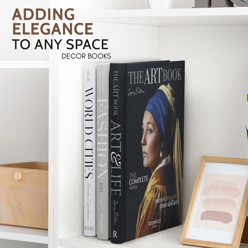 Elegant Decorative Books - Set of 3 Designer Faux/Fake Books for Decoration - Enhance Your Coffee Table, Mantle & Bookshelf Decor - Book Decor Aesthetic Collection - Real Blank Pages Inside