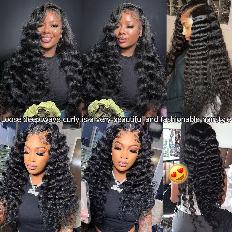 Lemoda 5x5 HD Lace Closure Burmese Loose Deep Wave Curly HD Transparent Lace Frontal Closure 14Inch 100% Virgin Human Hair Lace Frontal Closure Free Part Natural Black