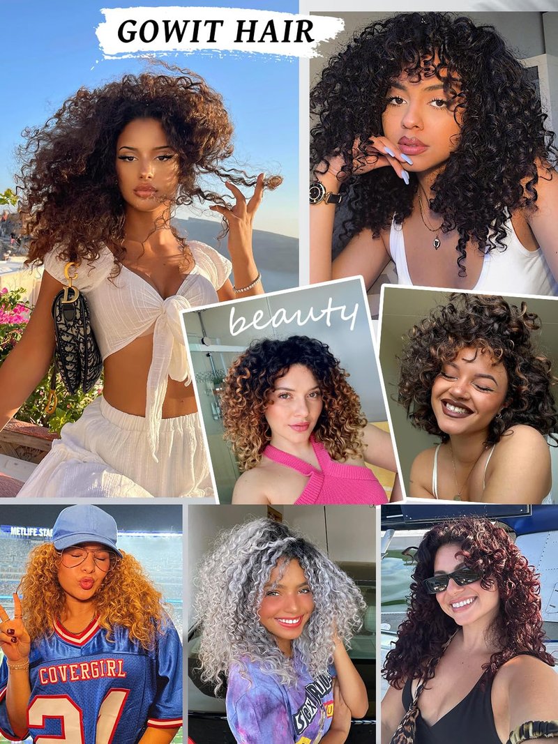Gowit Gogo Curl Crochet Hair 8 Inch 6 Packs Short Curly Crochet Hair for Black Women Ombre Brown Blonde Deep Ocean Wave Synthetic Crochet Braids (8inch,T3027)