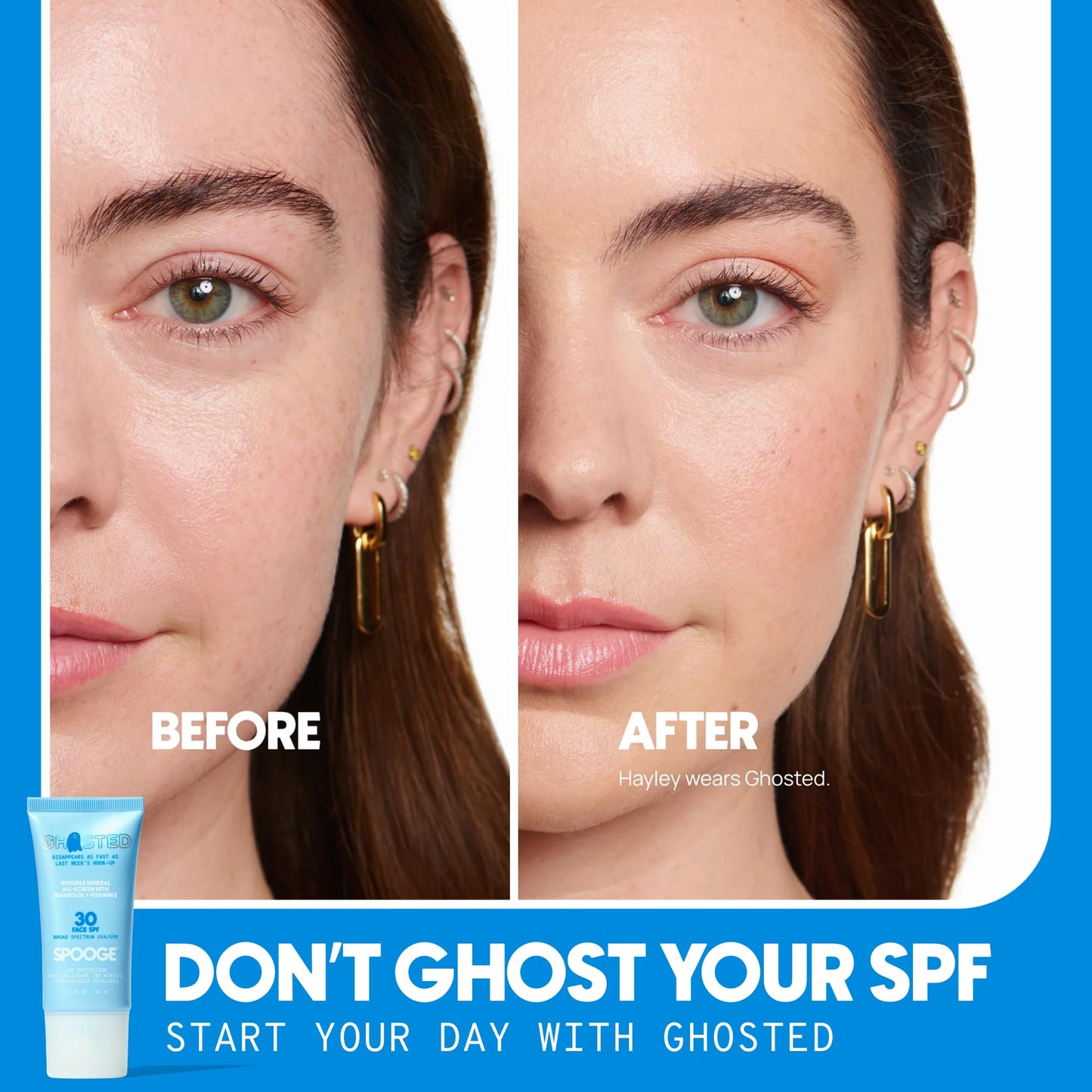 Spooge Ghosted | Mineral Sunscreen SPF 30 | Oil-Free Non Toxic Sun Care | Zinc Oxide Sunscreen | Water Resistant | Bisabolol Infused Formula | Dermatologist Developed | Reef Safe Sunblock | 1.7 oz