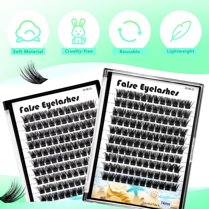 Large Tray- 10-20MM Available 120 Pcs D Curl Cluster Eyelashes Makeup Volume Eye Lashes Extensions Natural Long Wide Stem Individual False Eyelashes (14mm)