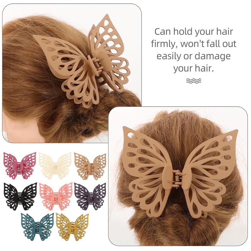 KALLORY Butterfly Hair Clips - 8 Large Claw Clips for Women & Girls | Stylish Hair Accessories